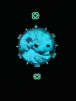 DEEP BLUE 40MM Diver 1000 Auto Dive Watch -WAVE FULL LUME DIAL