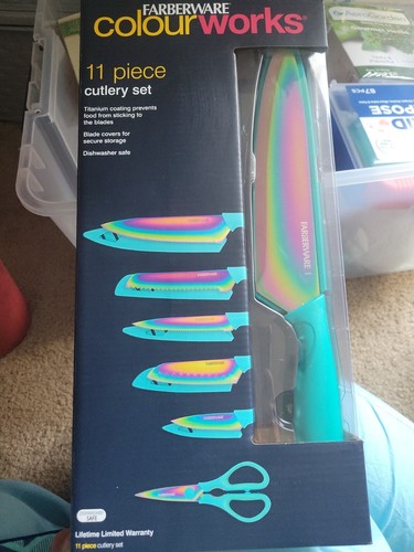 Farberware 11-piece Teal Rainbow Titanium Cutlery Set 