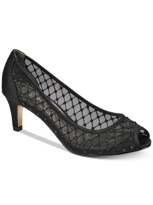 

ADRIANNA PAPELL Женские черные туфли-лодочки Jamie Kitten Heel со стразами без шнуровки 9,5 м, Черный, JAMIE