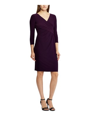 

Фиолетовое женское платье-футляр выше колена RALPH LAUREN с вырезами сбоку и рукавами 3/4, Фиолетовый