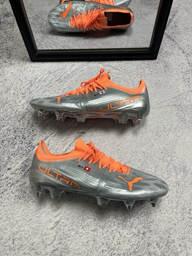 Puma Ultra 1.1 SG Soccer Pro Cleats Silver Neon Citrus