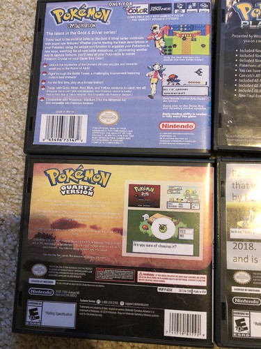 Pokemon Fan hack game Lot! with Custom case/box. Light Platinum, Crystal, Quarts