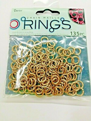Darice  jump rings chain maille aluminum 10mm Gold color 135 pieces