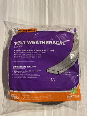 Frost King Felt Weather seal 1-1/4  Wide X 3/16  Thick X 17 Ft Long Grey S214/17