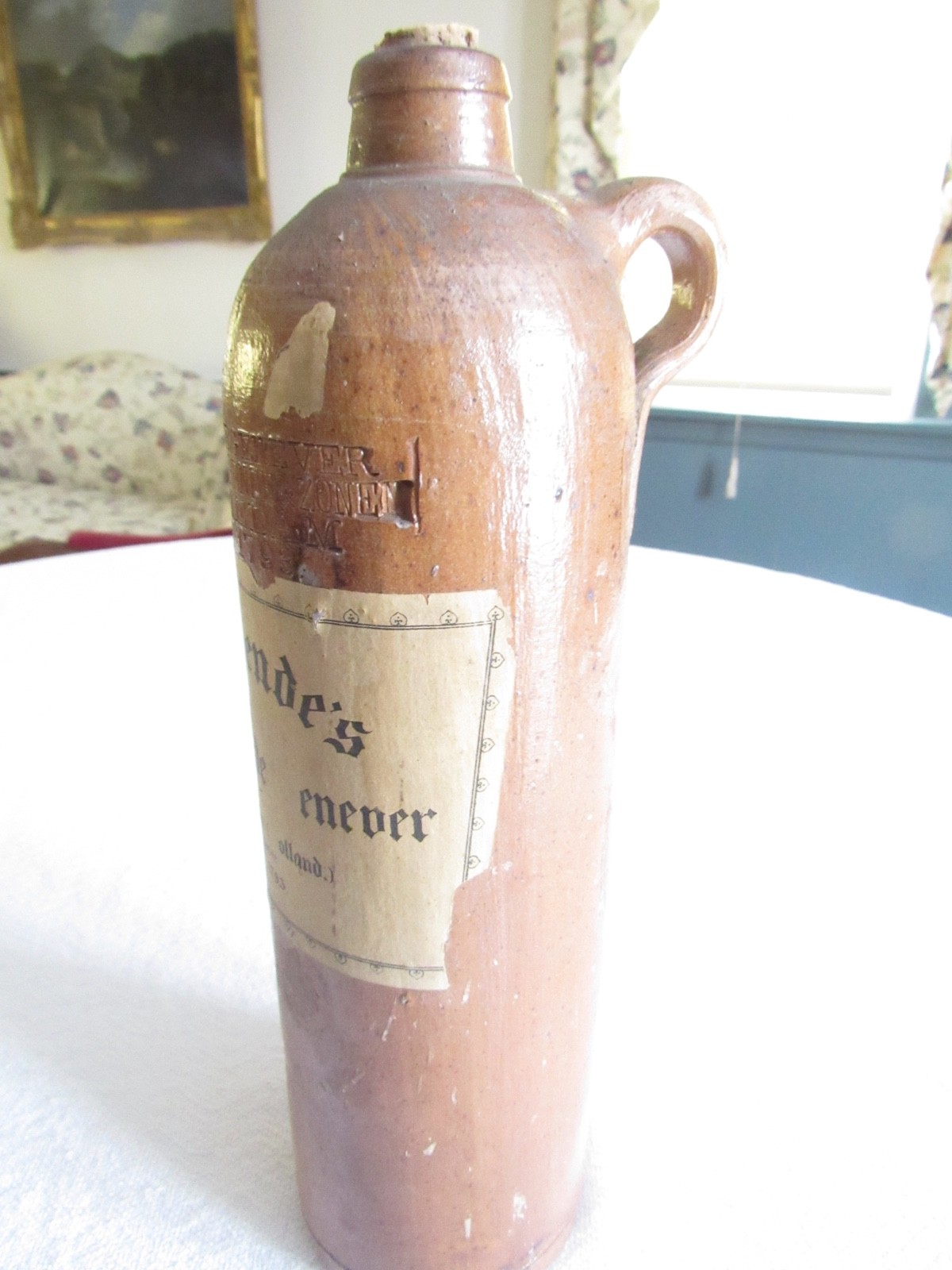 Antique Vintage Stoneware Brewery Bottle Simon Rynbende & Zonen Schiedam 12