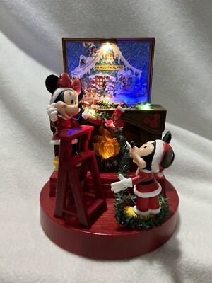 Mickey & Minnie Animated Musical Lighted Christmas Fireplace Table Top