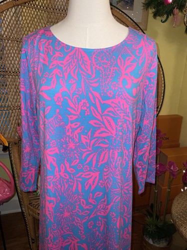 Pre-owned Lilly Pulitzer Morgann Maxi Aura Pink Leaf An Impression Size Xl In Multicolor