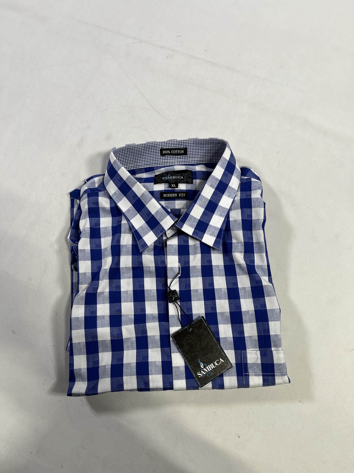 Mens Sambuca Blue Modern Fit Cotton Button Down Short Sleeve Shirt Size XL NEW