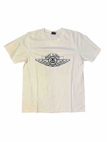関税込み♪【STUSSY】WES WINGS ロゴ ★ Tシャツ Stüssy: Men's Wes Wings Pigment Dyed T-Shirt (Natural