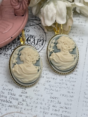 SALE Grecian Goddess Mythology Gift Setting Anniversary Earrings Cameo Birthday