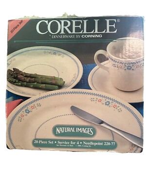 Corelle Dinnerware By Corning-Needlepoint Pattern 20 Piece Set-NOS