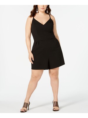 Женский черный кружевной комбинезон на тонких бретельках с V-образным вырезом и ИЗУМРУДНЫМ пломбиром с мороженым плюс 1X