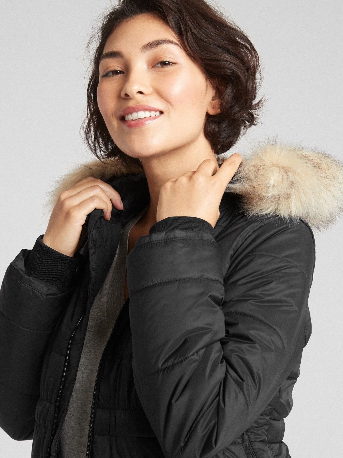 GAP MATERNITY LONGLINE HOODED PUFFER JACKET BLACK NWT SZ S