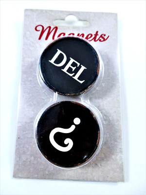 Round Refrigerator Magnets Large Distressed Look Computer Keys Delete Question