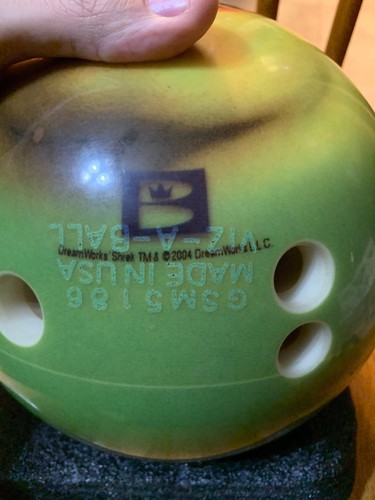 Dreamworks Youth/Young Adult Shrek Bowling Ball Green Drilled With Holes 10.5lbs