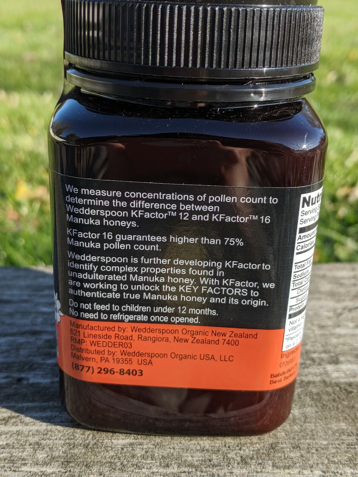 WEDDERSPOON NEW ZEALAND RAW MANUKA HONEY KFACTOR 16+ 1.1lb / 500g