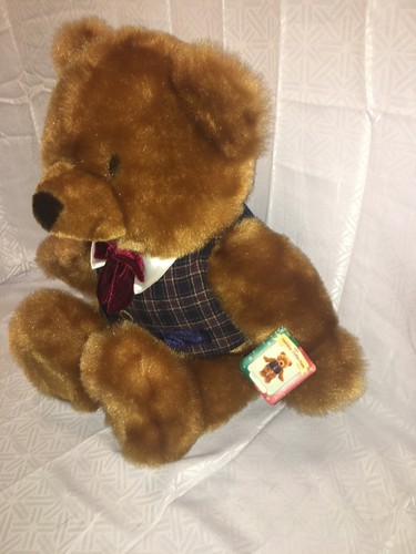 NWT- HTF-RARE-23” 2001 Holiday Bear teddy bear plush w/ Plaid Vest & Bow Tie