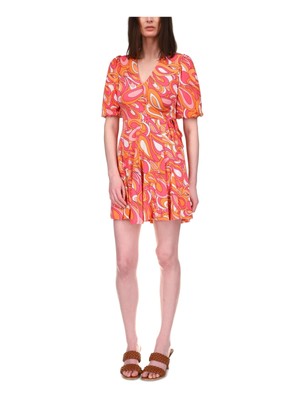 Женское короткое платье без подкладки на кнопках спереди с белым галстуком MICHAEL MICHAEL KORS S