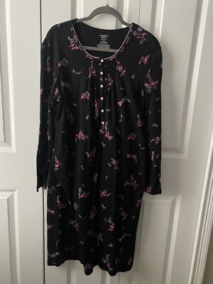 SIMPLY VERA WANG Nightgown, Sleep Shirt, purple With Pink Floral Size Large NWOT