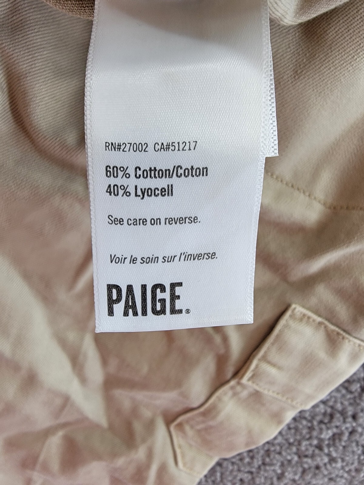PAIGE Dion Flare Leg Utility Jeans Women's 26 Vintage Warm Sand Solid Button Zip - Picture 15 of 18