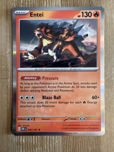 Pokémon TCG Entei SV03: Obsidian Flames 030/197 Holo Rare | eBay Pokémon TCG Entei SV03: Obsidian Flames 030/197 Holo Rare | eBay