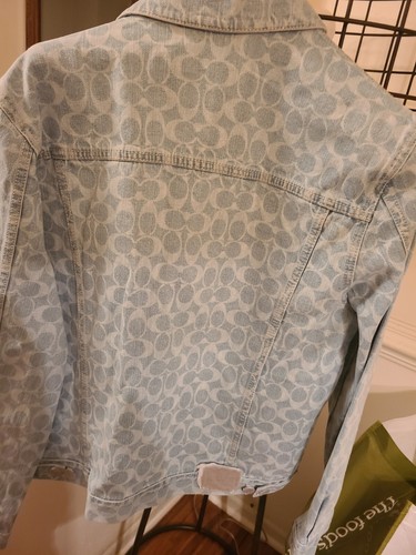 Pre-owned Coach $750  Logo Signature Washed Denim Men Jeans Jacket 48 Limited Edition In Blue