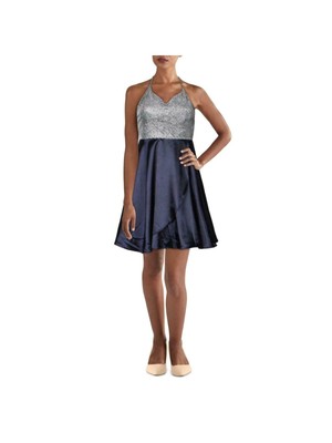 

CITY STUDIO Женское короткое платье на бретельках серебристого цвета с завязками, для юниоров, Серебряный