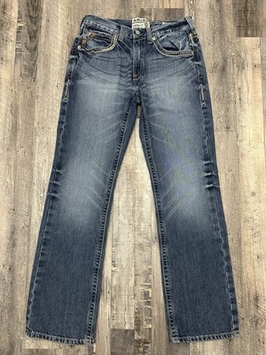 Ariat M5 Straight Fit / Leg Mens 32x34 100% Cotton Denim Blue Jeans Rivets EUC
