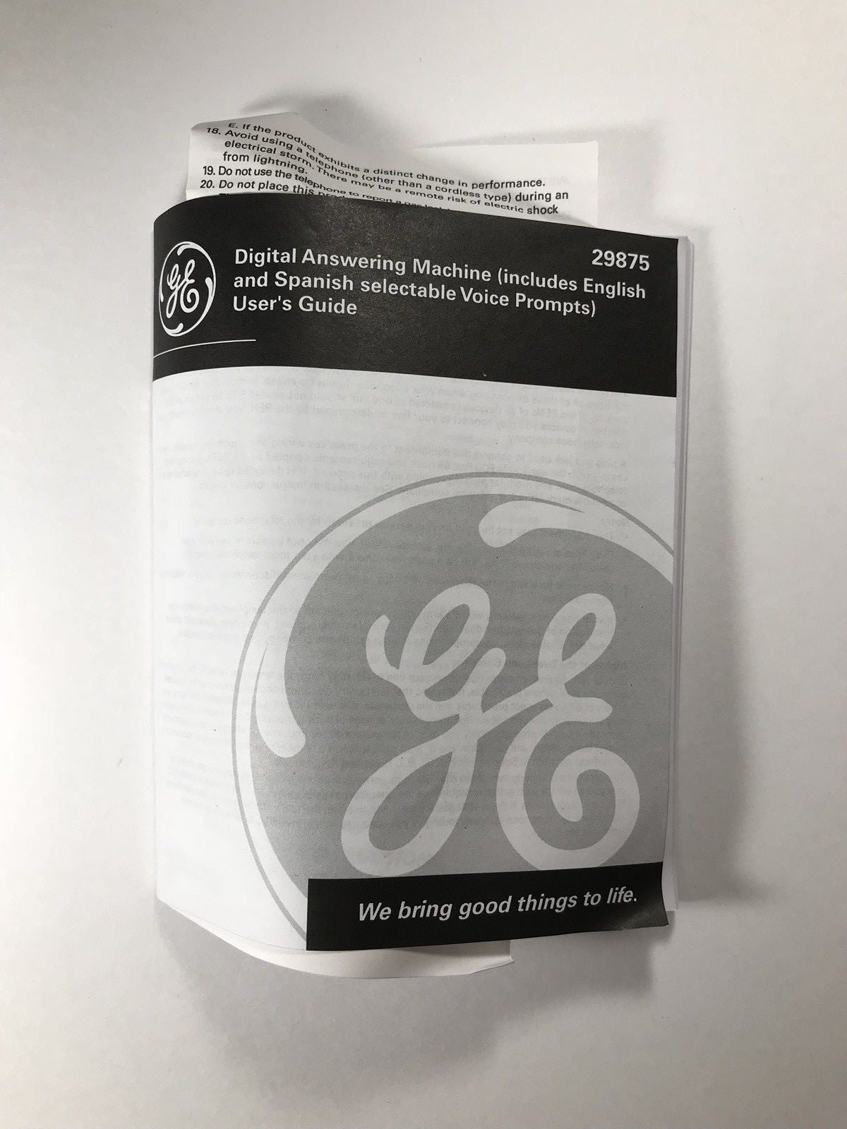 GE Digital Messaging System Answering Machine 29875GE1 English Spanish