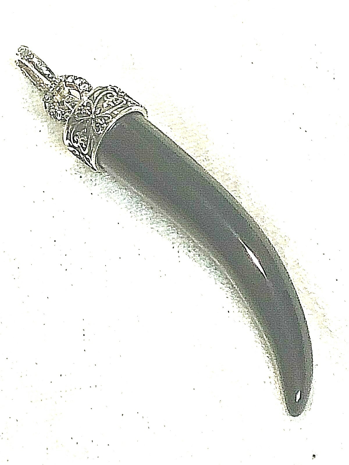 LUV TIA BLACK ONYX & WHITE TOPAZ CARVED HORN ENHANCER (M1283