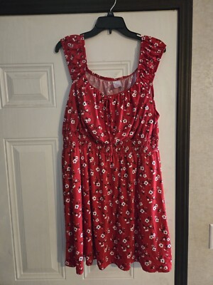 No Boundries Red Floral Plus Size 3x Baby Doll Dress