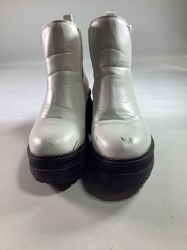 Womens Krush White Platform Boots With Zipper Size 5 EUC