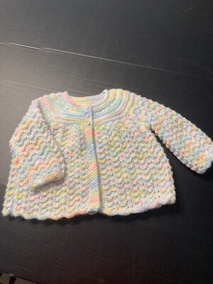 Hand Knitted Multi Colored Baby Girls Cardigan  - 6/12 months - Brand New