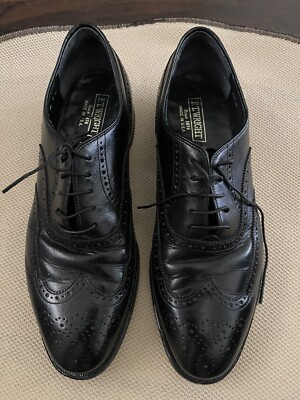 Pre-owned E.T. Wright Black Leather Wingtip Oxfords Shoes Size 10 D