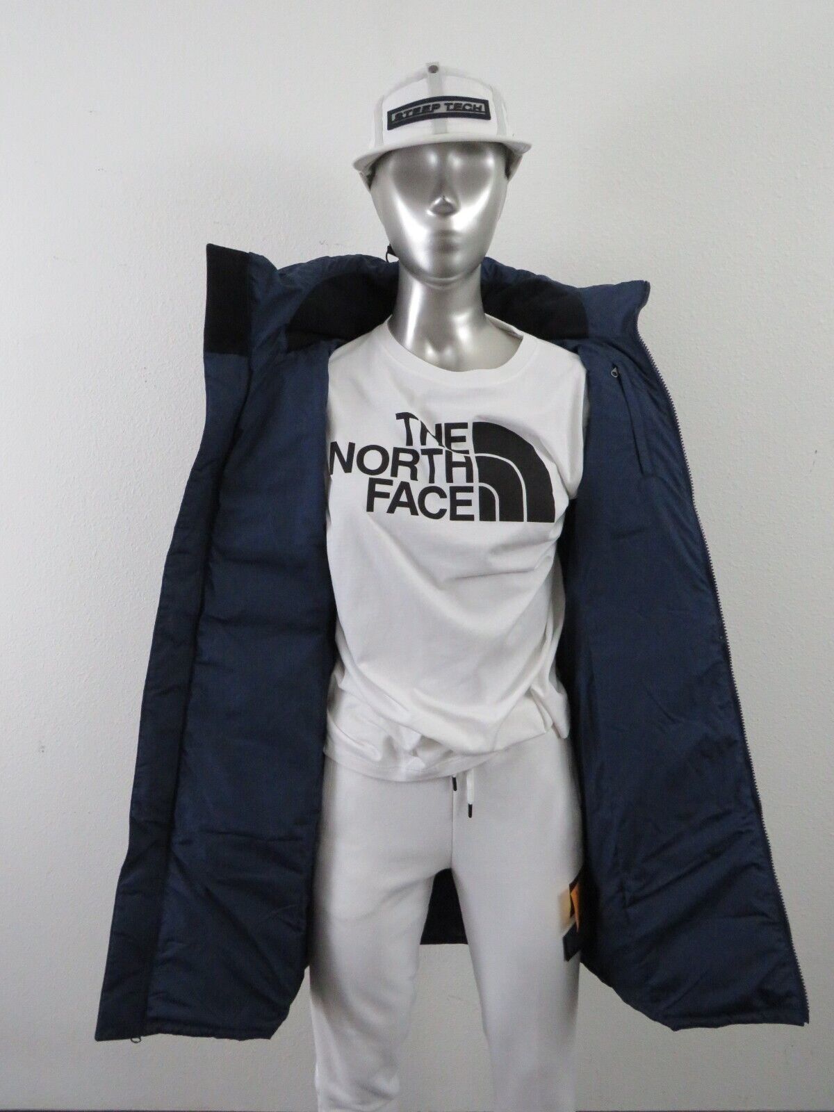 Pre-owned The North Face Womens  Metropolis Parka Long Down Warm Jacket - Summit Navy In Summit Navy Blue / Asphalt Grey Logo