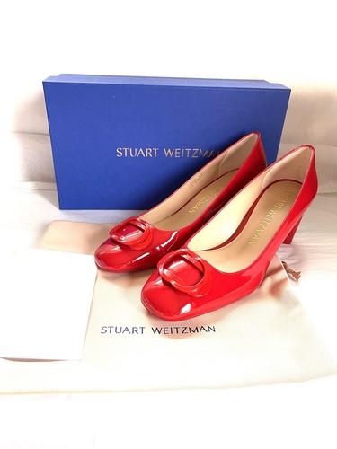 Pre-owned Stuart Weitzman Anicia 60 Tonal Women's Red Patent Cone Heel Pumps 39/8.5m