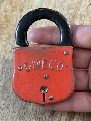 Antique Vintage Old Embossed Omeco Padlock No Key Lock