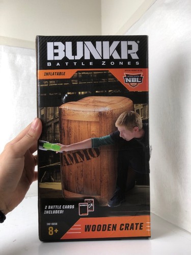 Bunker Battle Zone Inflatable Wooden Crate - Ideal for Laser Tag & Water Fights.