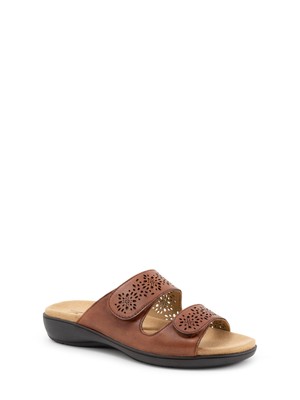 Женские босоножки-слипоны на танкетке Ruthie TROTTERS коричневого цвета с перфорацией, 12 М