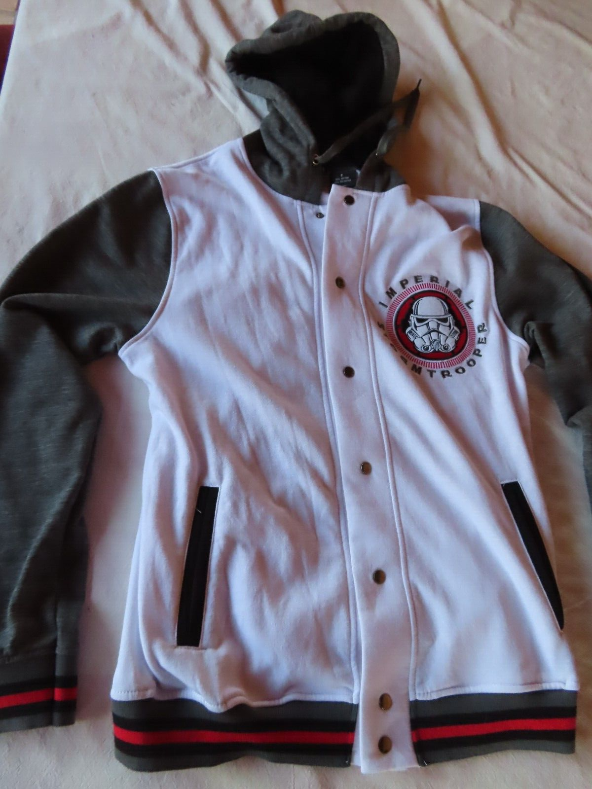 Star Wars label Imperial Stormtrooper snap hoodie gray & white sz S