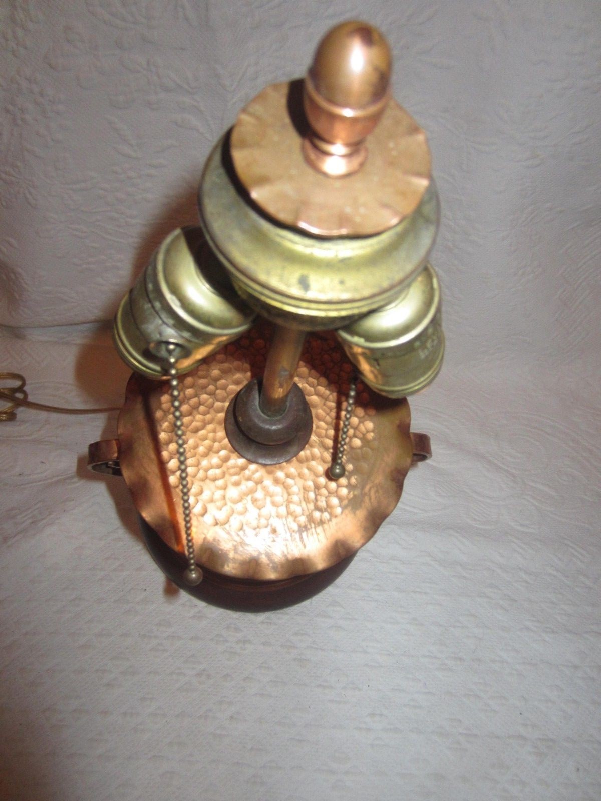 Arts and Crafts Hammered Copper Lamp with Copper finial - 1950's
