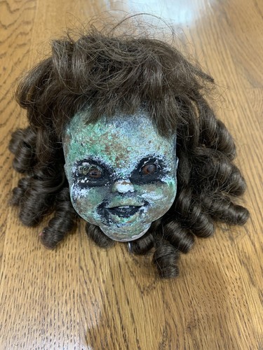 Creepy Baby Doll Head Scary Vintage Baby Goth Horror Halloween Prop 6”