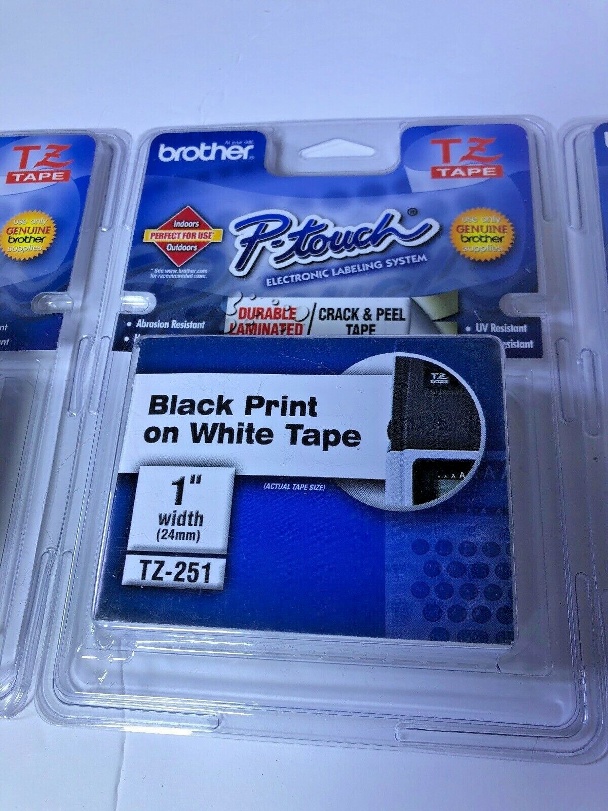 3X LOT 24mm 1'' Tz 251 TZ251 Black on White Label Tape For Brother P-touch NEW