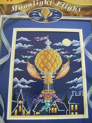 Moonlight Flight Balloon Cross Stitch PATTERN  Booklet/Leaflet