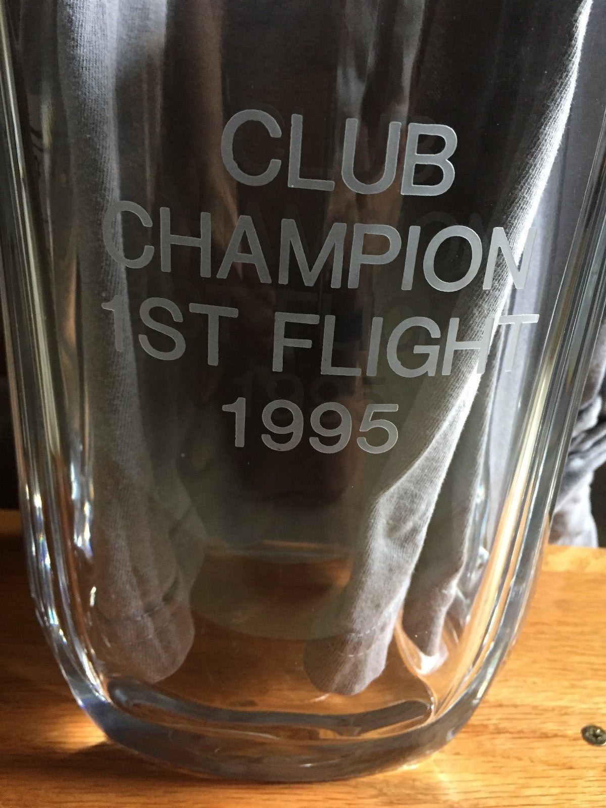 FINE VINTAGE HEAVY DUTY CRYSTAL GLASS GOLF TROPHY 