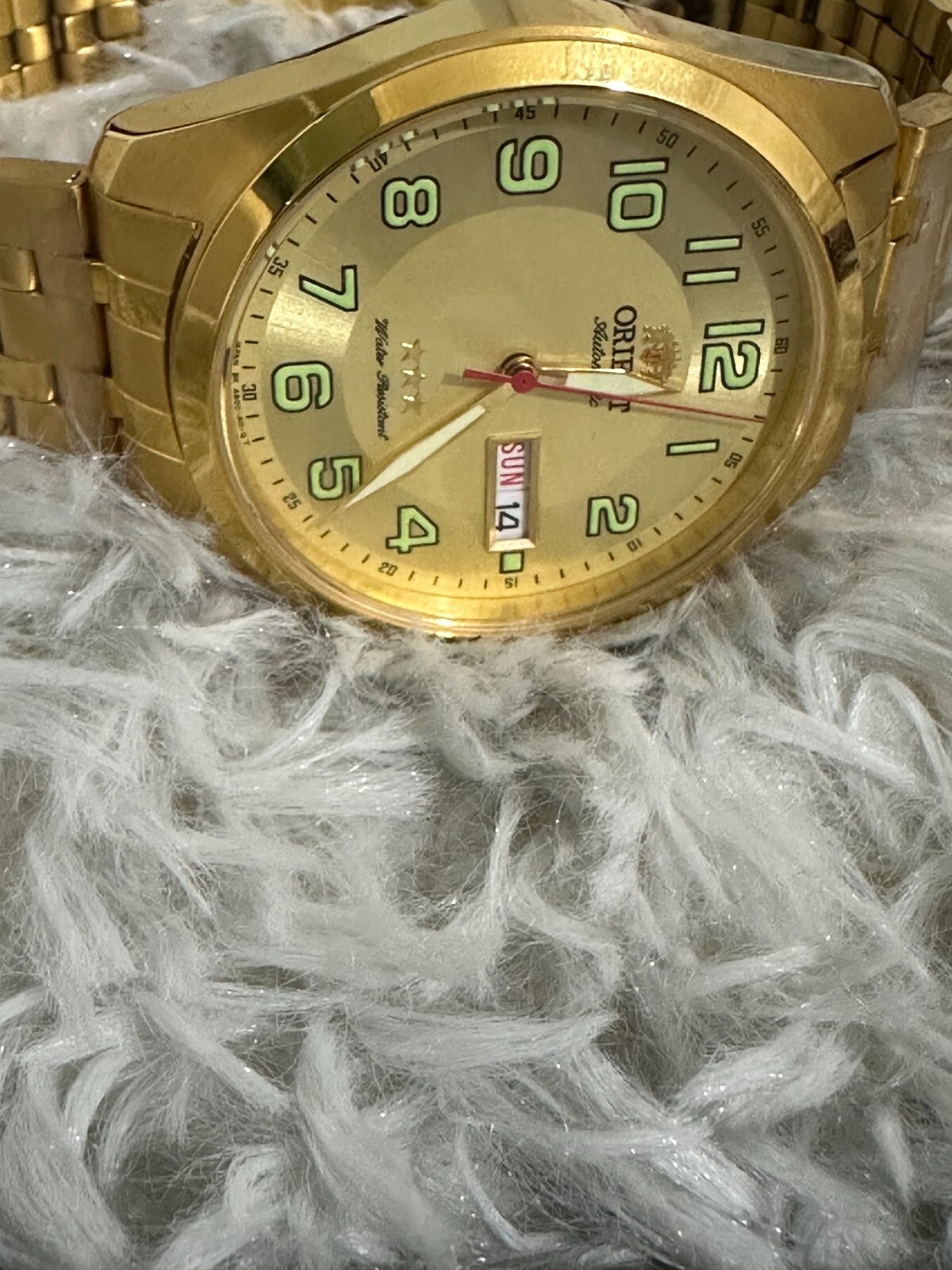 Pre-owned Orient Rare  3 Stars Automatic Luminous Hands Sab0c005c Gold Dial Made In Japan
