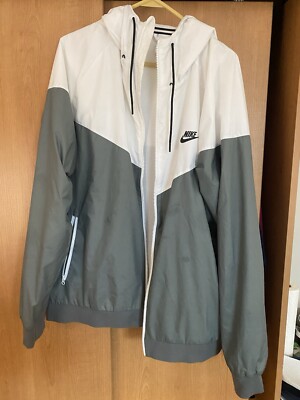 Nike Windrunner Windbreaker Jacket Hoodie Full Zip Gray White Men s Size XL