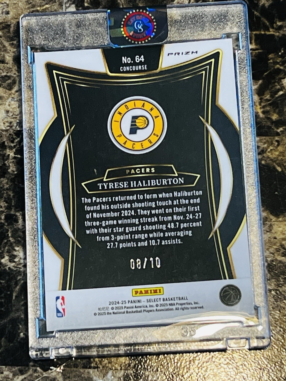2024-25 Panini Select Tyrese Haliburton True Gold /10 Indiana Pacers SSP