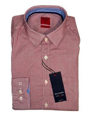 Olymp Level Five Shirt Red Polka Dot Shirts Mens Formal Casual Medium M (S24)