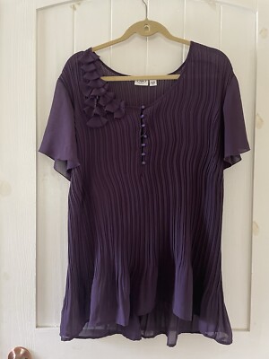 Women s Cato purple Short Sleeve Ruffled Blouse Top Size plus 26 / 28 W